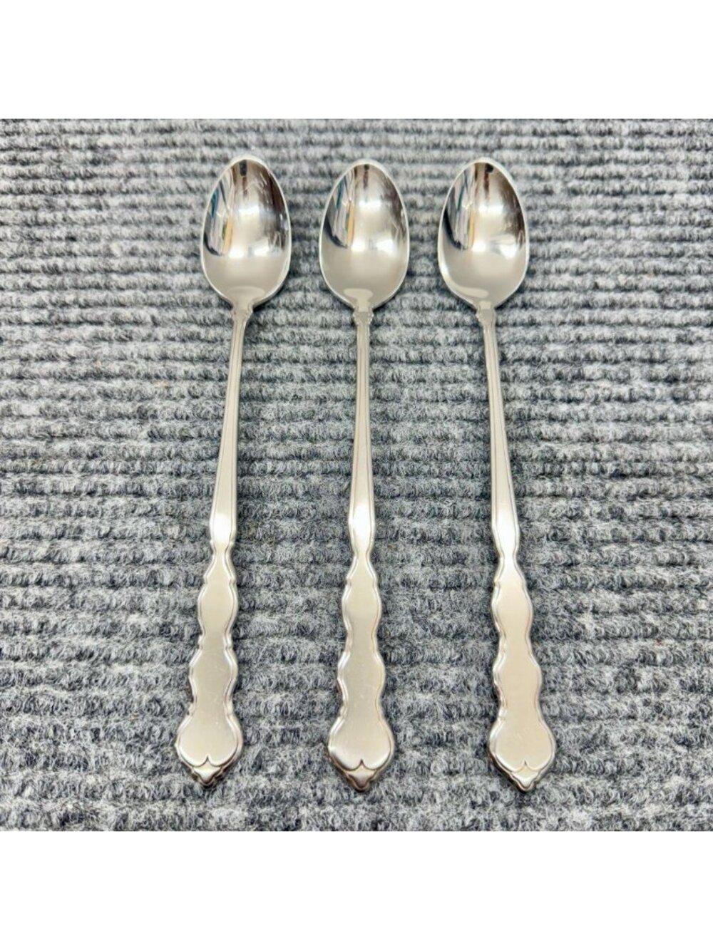 Lot Of 3 Oneida VALERIE Iced Tea Spoons Teaspoon Distinction Deluxe HH Stainless